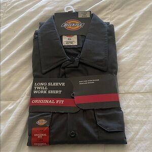 Dickies Men's Charcoal Long Sleeve Twill Shirt